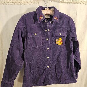 Vintage Disney World Kids embroidered Corduroy Winnie the Pooh Shirt